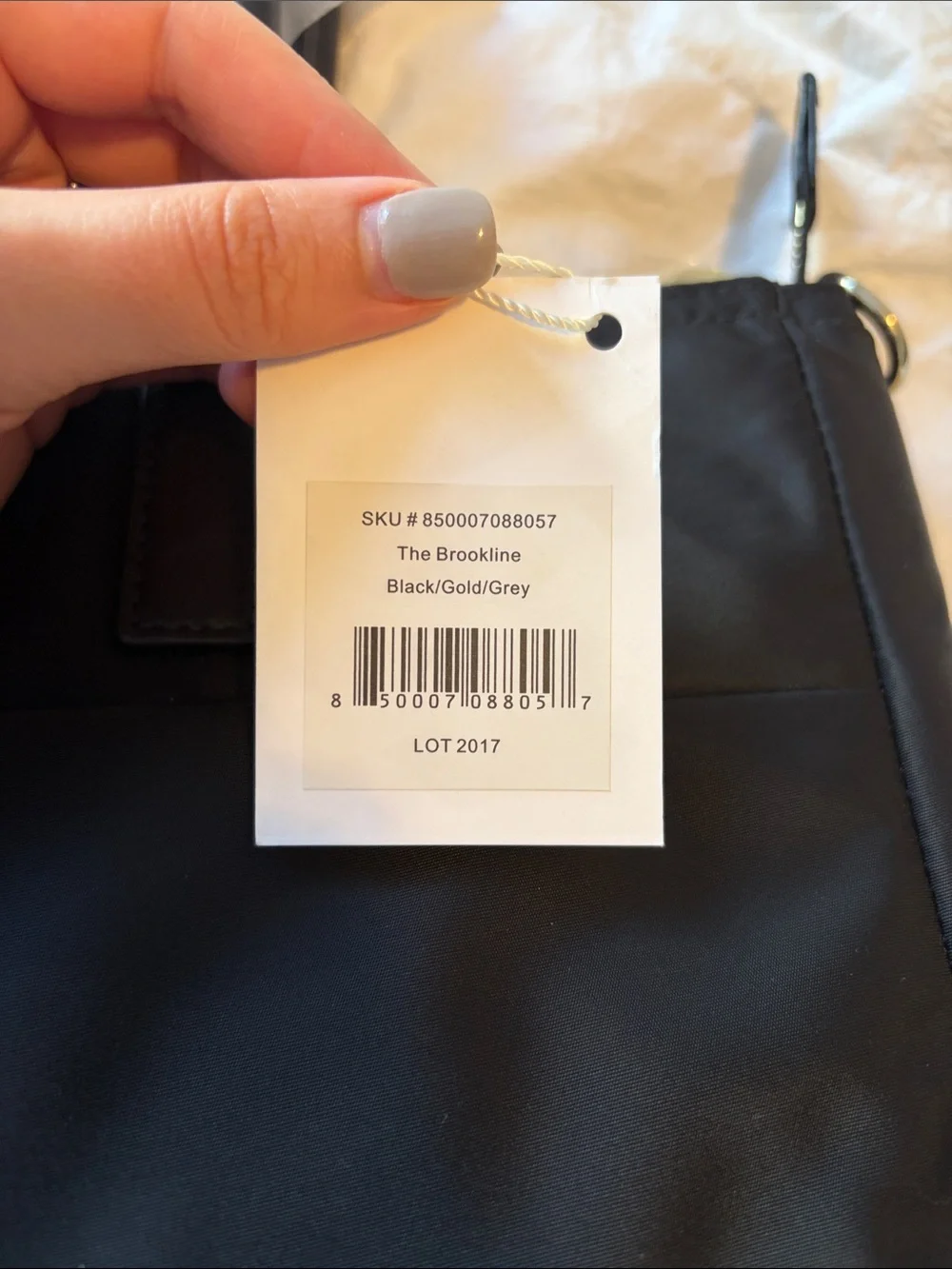 Lo & Sons - Black Nylon Tote Bag with Gold Accent, Light Grey Interior